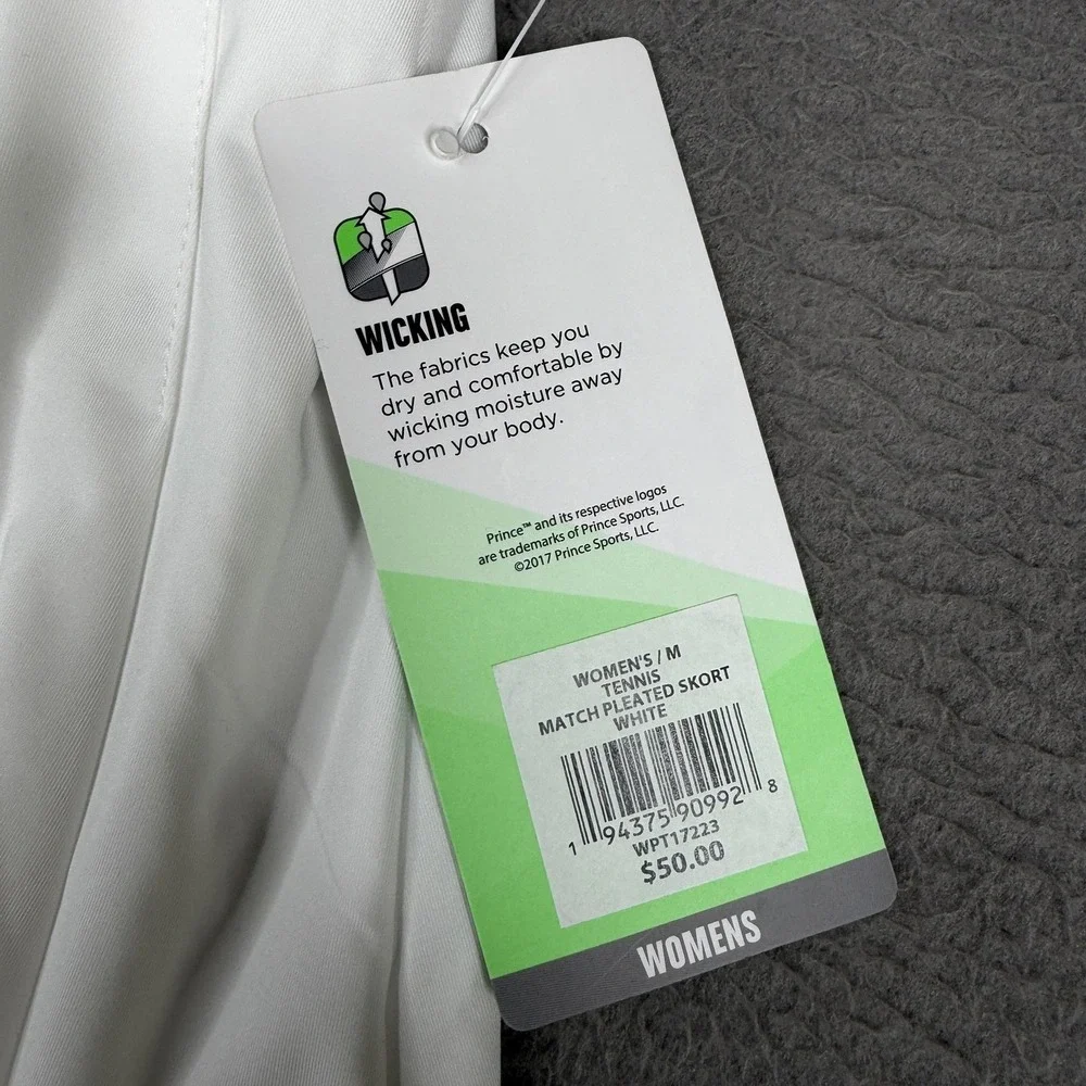 Prince Skort Womens Medium White Tennis‎ Match Pleated Wicking Athletic WPT17223